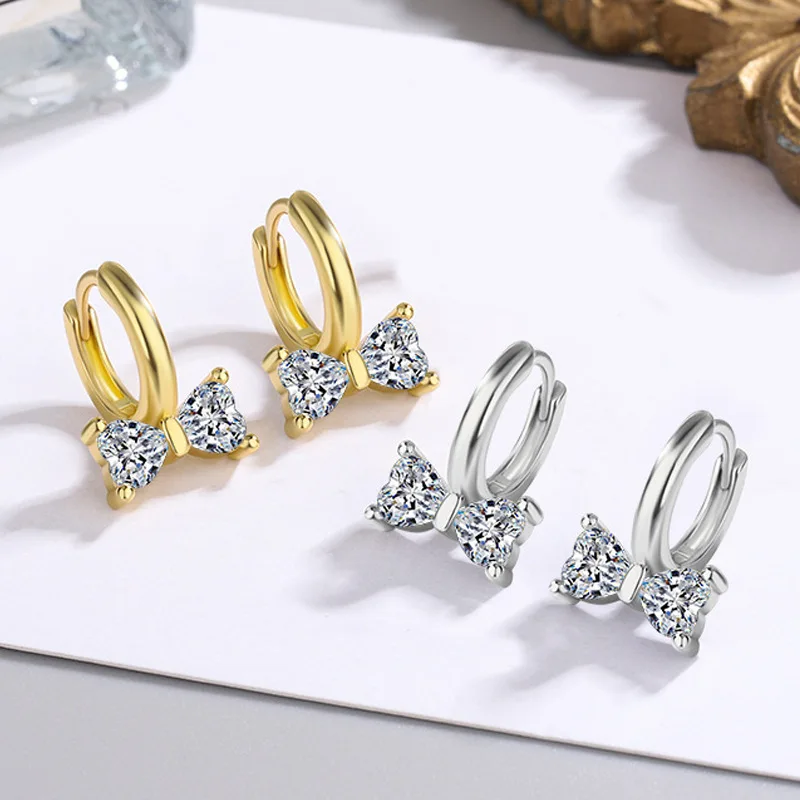 Женские серьги-Клипсы из нержавеющей стали с цирконом