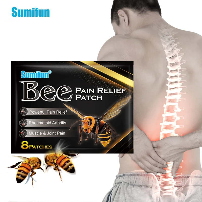 

8Pcs/Bag Sumifun Bee Venom Analgesic Patch Arthritis Muscle Joint Sprain Massage Sticker Rheumatism Pain Relief Herbal Plaster