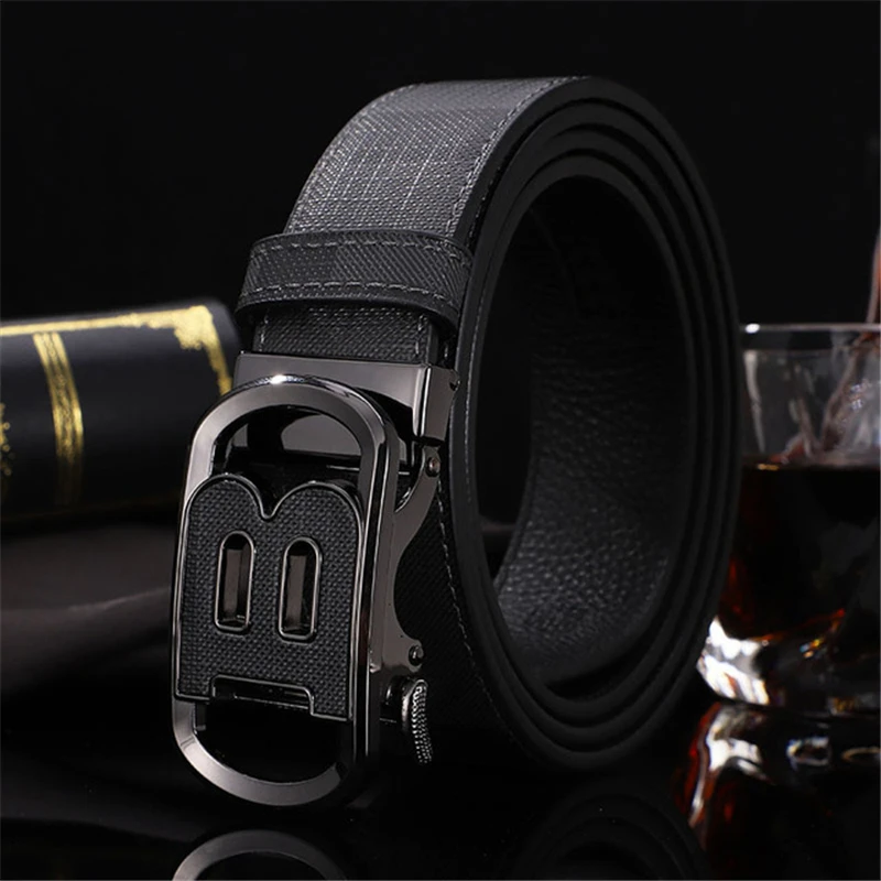 Men Belt High Quality Genuine Leather Canvas Luxury Strap Male Belts For Men New Fashion Classice Buckle belt Wide 3.4cm