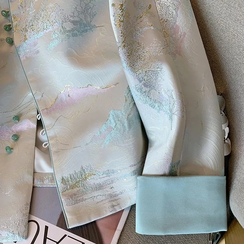 Верхняя одежда женские куртки Китайская национальная ветровка жаккардовое