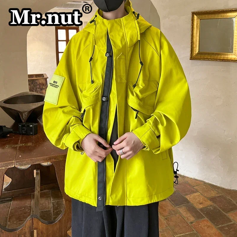 Мужская водонепроницаемая куртка с капюшоном и молнией на молнии черная/серая