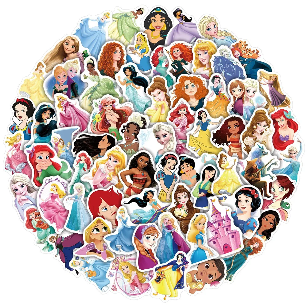 

100pcs Disney Little Princess Graffiti Stickers Collection Cartoon Skateboard Guitar Cup Trolley Case Waterproof Sticker