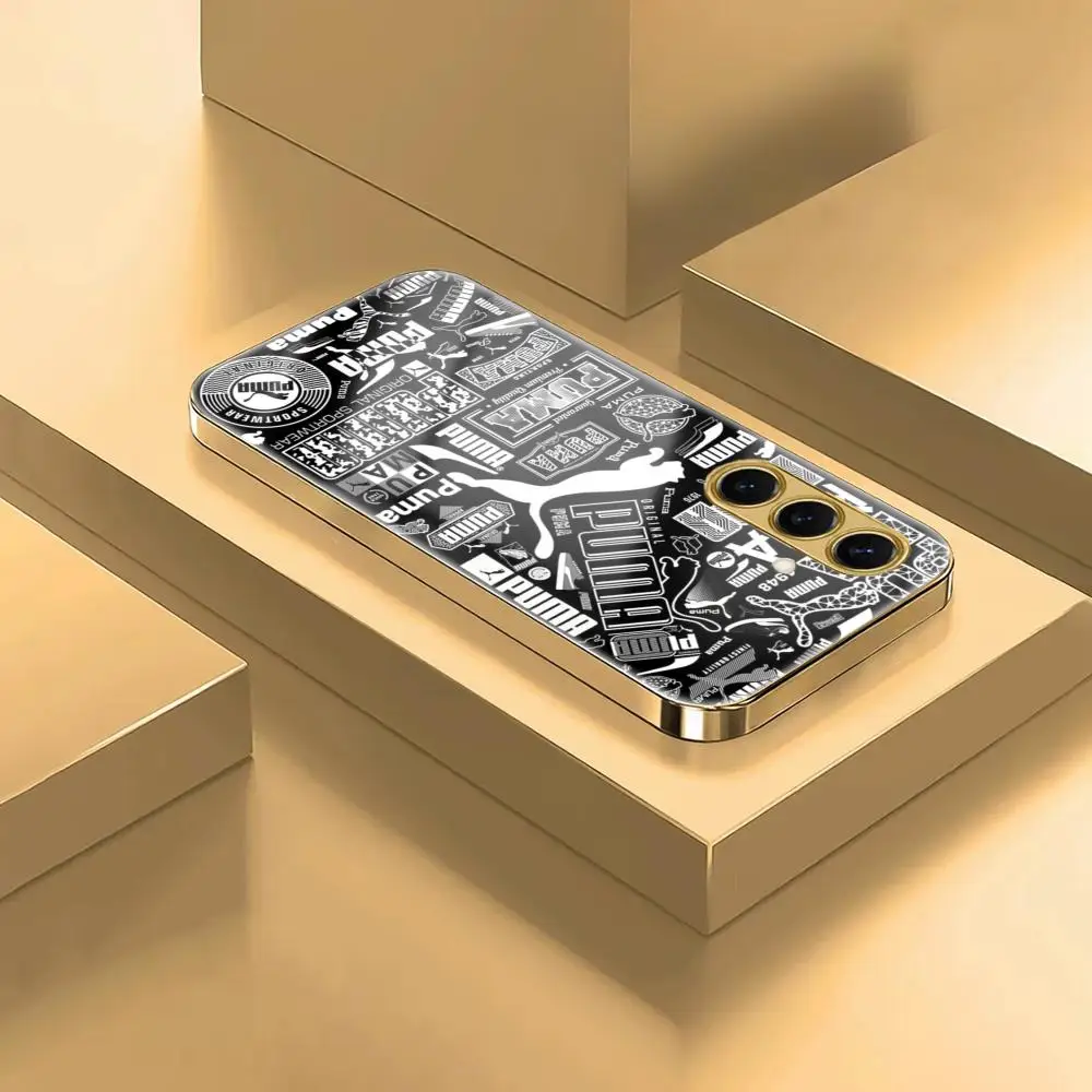 Фото Модный чехол для телефона Puma для Samsung S26 S25 S24 S23 S22 S21 Plus Ultra FE Edge, гальванизированное стекло №5