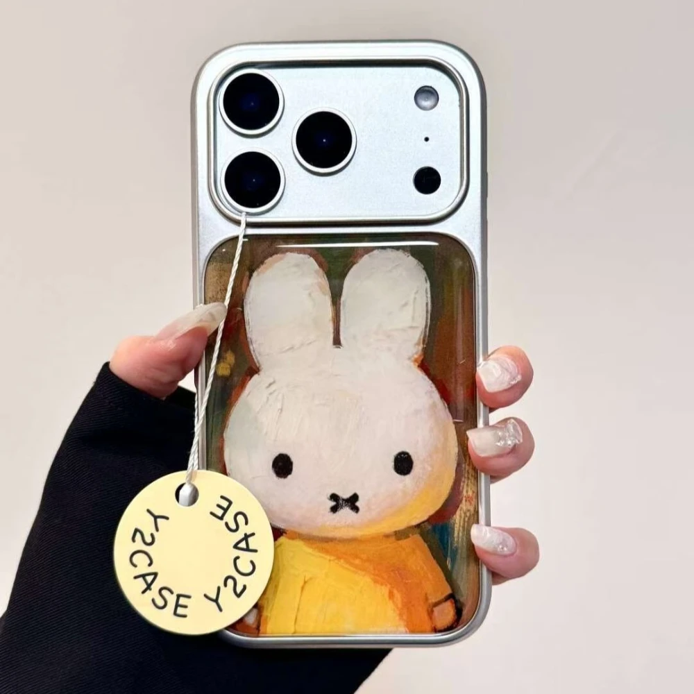Фото Чехлы для телефонов Kawaii Miffy Rabbit, милые, уникальные, с рисунком маслом, 17promax 17Air 16Promax 15Plus 14Promax 13 12 11 Series №2