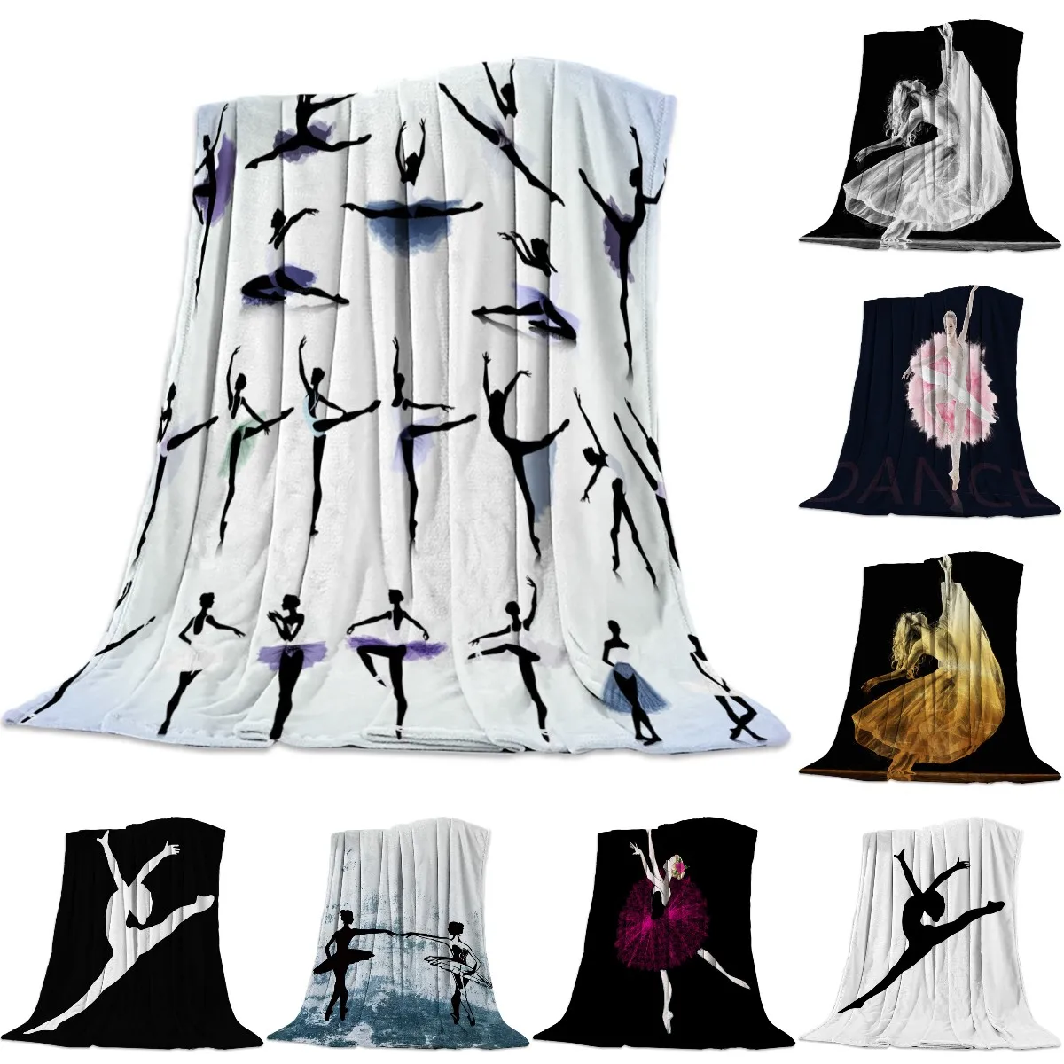 

Soft Warm Coral Fleece Blanket Dance Ballet Lady Black Shadow Winter Sheet Bedspread Sofa Throw Mechanical Wash Flannel Blankets