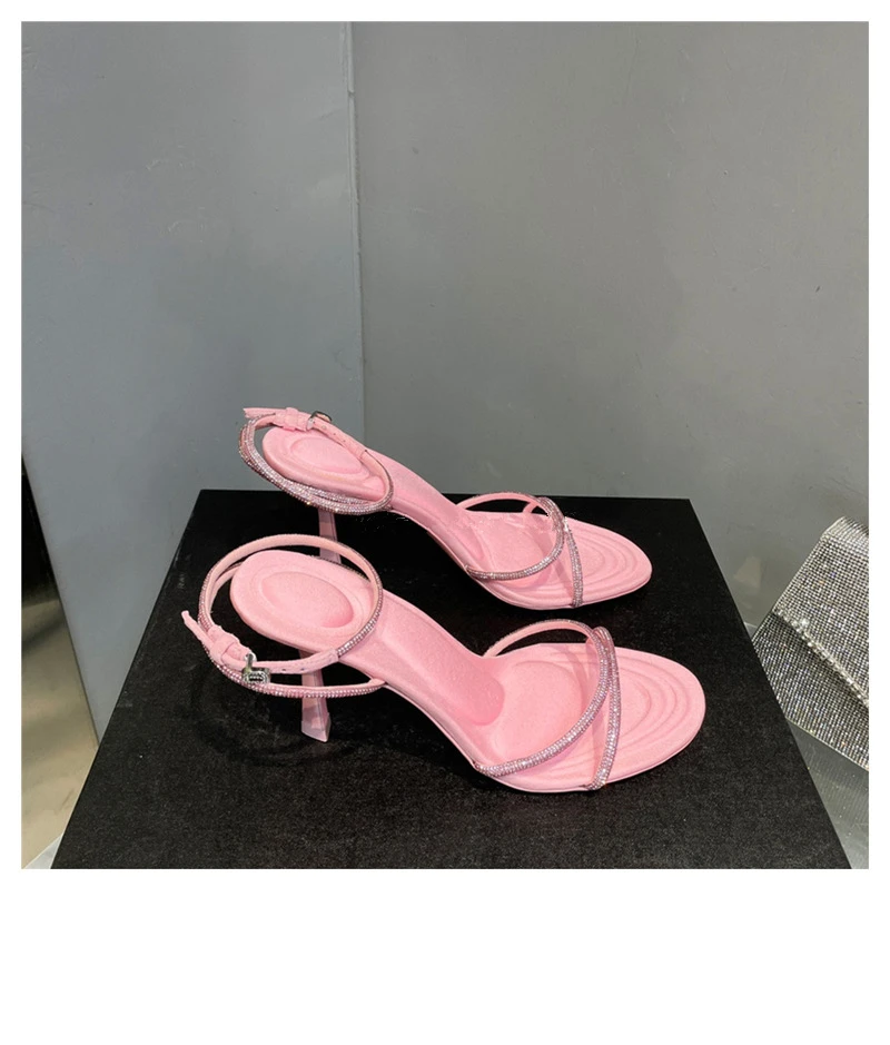 2023 summer European and American new ladies high heel sandals, diamond decoration super high heel banquet shoes