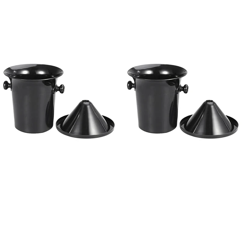 

2X Wine Dump Black Plastic Wine Spittoon - Standard Size With Black Funnel Champagne Bucket