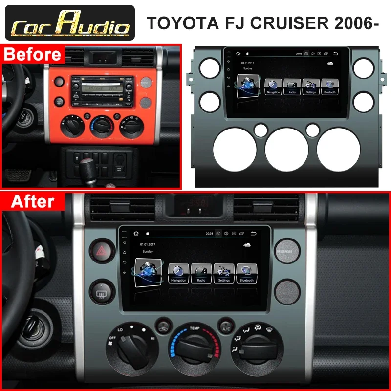 9 &quotAndroid 13 Bluetooth автомобильные радиоприемники для Toyota FJ Cruiser 2006-GPS-навигация