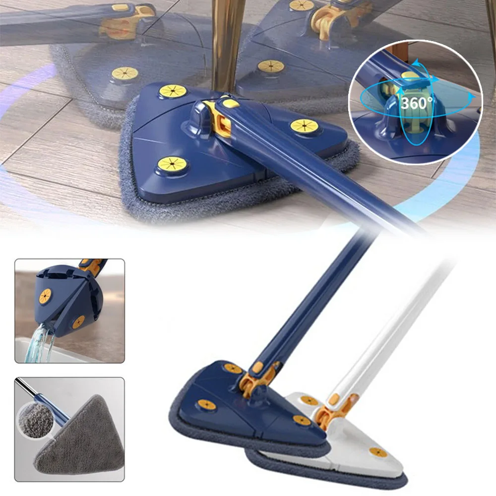 

Telescopic Triangle Mop 360 Rotatable Adjustable 130cm Cleaning Mop Handle Reusable Spin Wet And Dry Home Windows Cleaning Tools