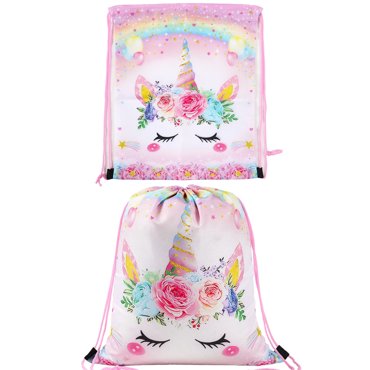 Сумка для хранения на шнурке с карманом рюкзак единорогом взрослых и детей