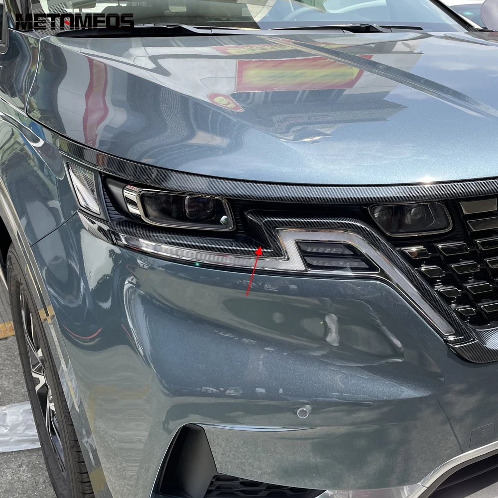

Налобный фонарь из углеродного волокна для Kia Carnival KA4 2020-2022 2023, фара для век, бровей, налобный фонарь, полоса, аксессуары для отделки, Стайлинг ...