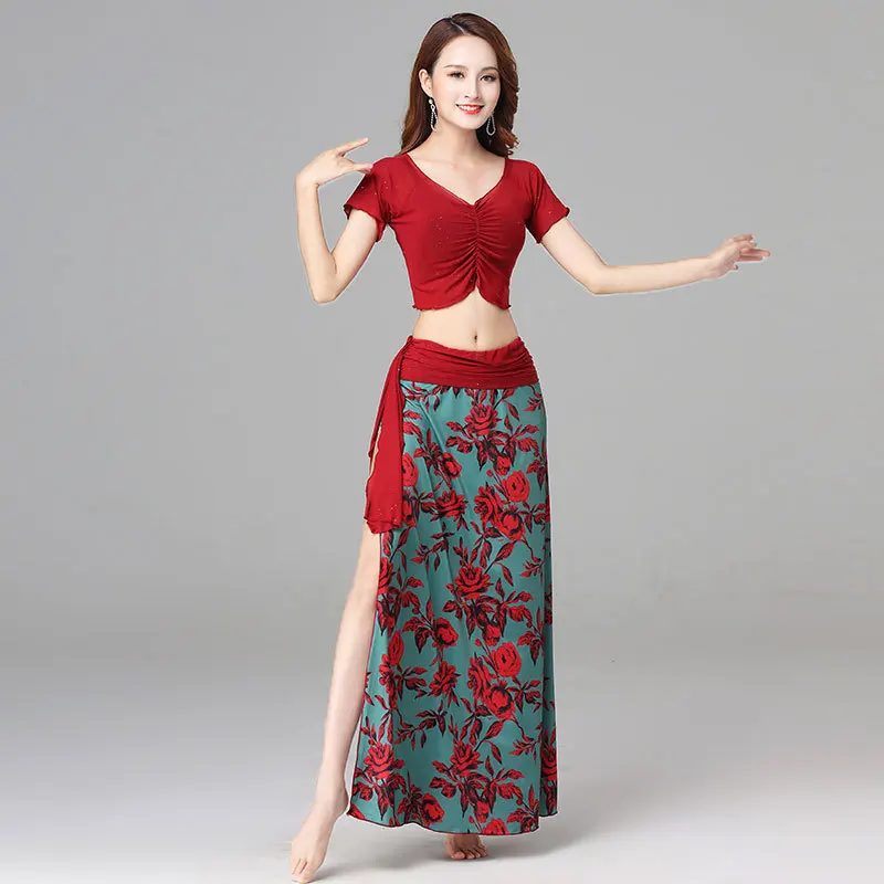 

Belly Dance Long Skirt Set Fashion Stage Dance Suit Carnaval Disfraces Adults Sexy Clothes Fantasia Feminina Adulta Robe Danse