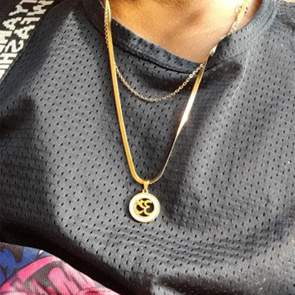 Круглые индийские ожерелья с подвеской в стиле хип-хоп из нержавеющей стали -