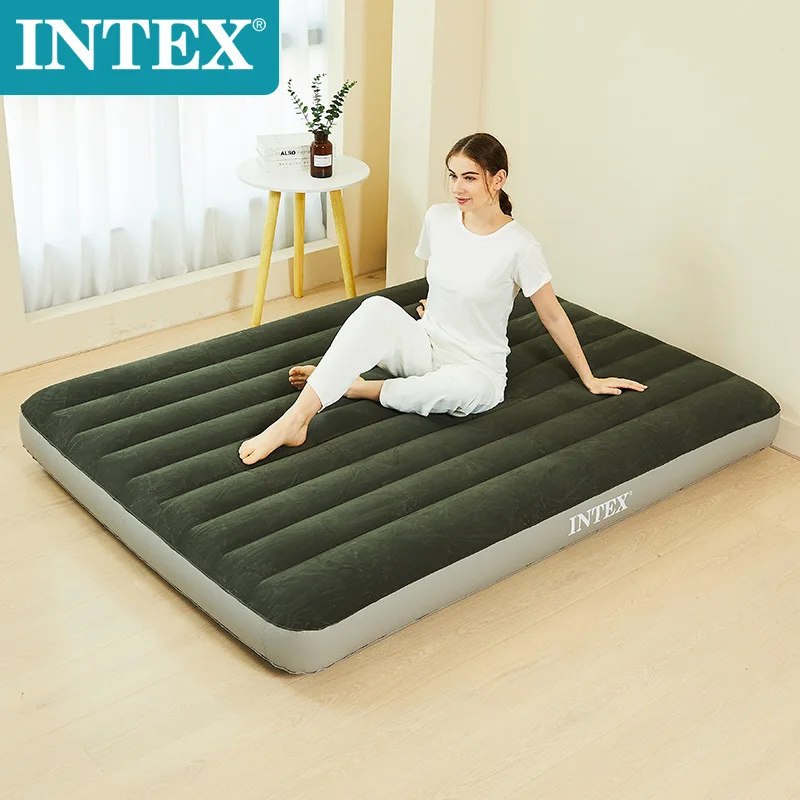

Outdoor camping portable single double foldable flocking inflatable bed household lunch break car air mattress