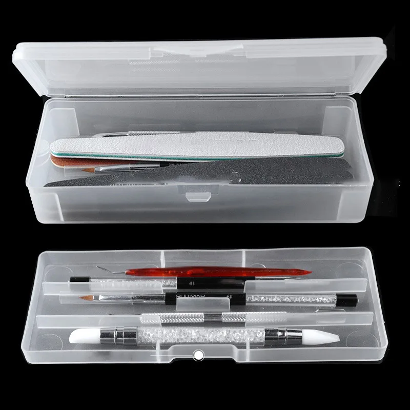 

Nail art double-layer tool box tweezers scissors pen storage box Wenxiu pen box frosted removable two-layer plastic container