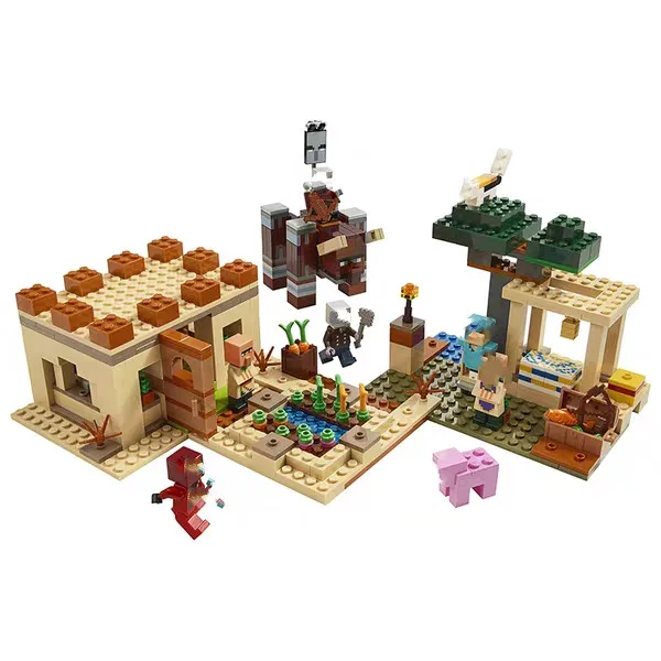 

New My World Bricks Disaster Villagers Raid Compatible Lepining 21163.21160 Building Blocks Toys for Children Christmas Gifts