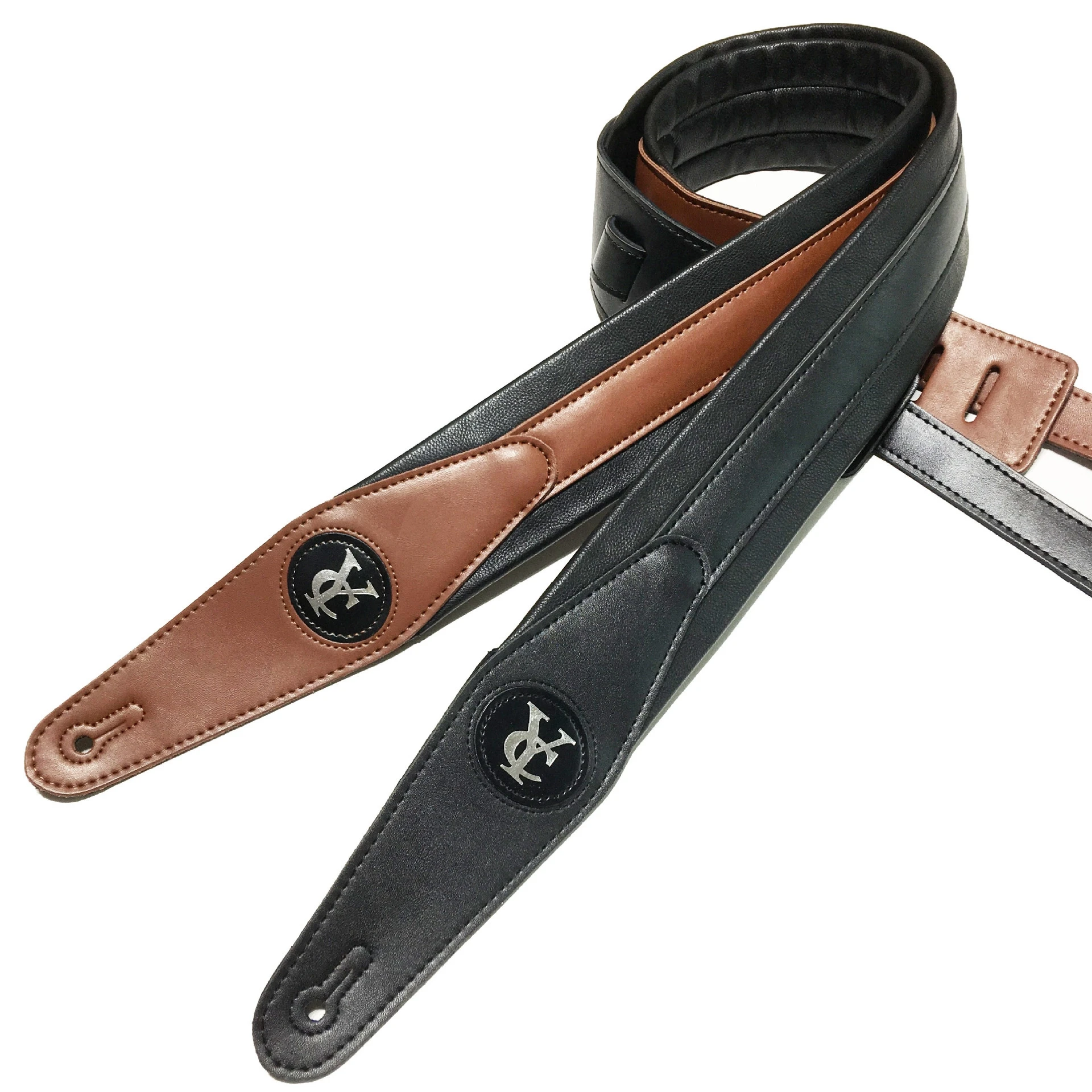 

Genuine Top Grain Leather Cowhide Thicker Padded Guitar Strap for Electric Bass Guitar Adjustable Belt