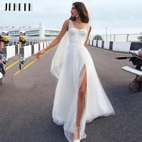 tulle a line sweetheart wedding dresses 2022 high slit pearls lace up back bridal gown sweep train robe de mari%c3%a9e