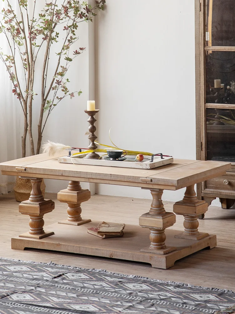 

Изделие может быть изготовлено на заказ. Американский ретро старинный обеденный стол из массива дерева, резной прямоугольный домашний журнальный столик для гостиной