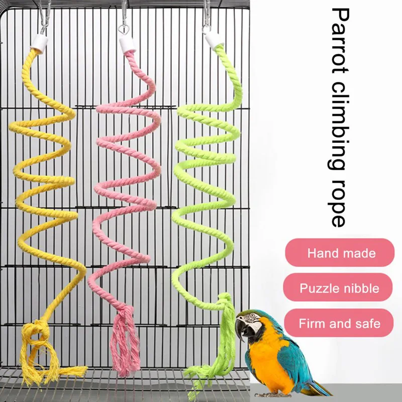 

1PC Practical Bird Toy Bird Cage Swing Rope Parrot Accessories Parrot climbing ladder rotating swing Pet Supplies Decorative