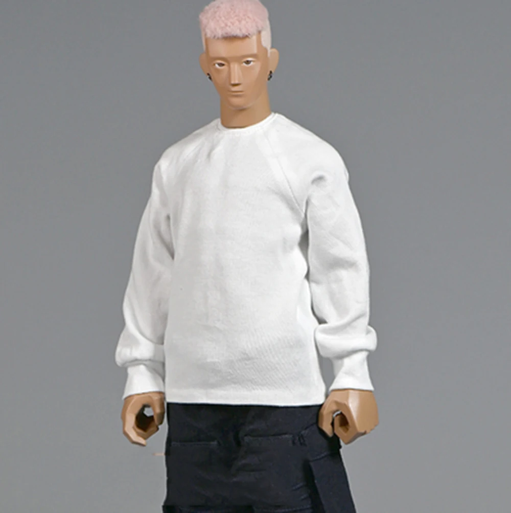 

1/6 Male Soldier Long Sleeve Leisure Sports Loose Pure White Round Neck Sweater Bottom Hoodie For 12'' Action Figure Body