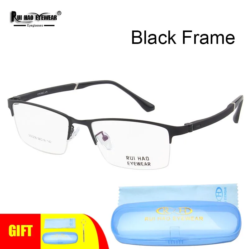 

Men Eyeglasses Frame Stainless Steel Glasses Half Rimless Designer Wide TR90 Temple Spectacles Rui Hao Eyewear 5236