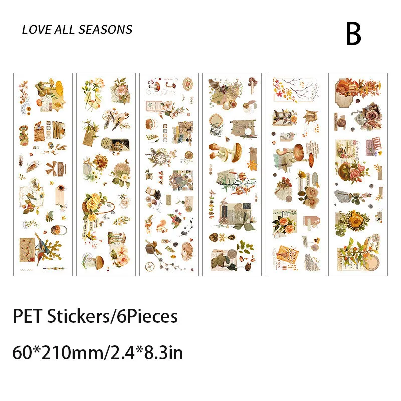 

Journamm, 6 Шт., Канцелярские Наклейки «сделай Сам», С Растениями И Цветами, Декоративный ПЭТ-материал Для Скрапбукинга, Коллажа