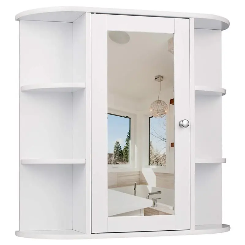 

Fast Delivery Bathroom Cabinet Mirror Cabinet Solid Wood Wall Mounted Cabinet Cupboard Cosmetic Storage Bath Furniture HWC
