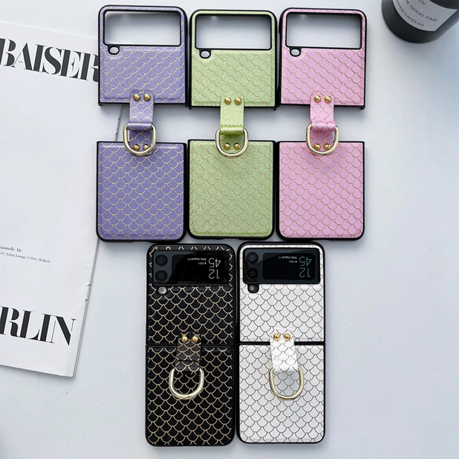 

Leather Case for Samsung Galaxy Z Flip 3 4 5G Purple Folding Smartphone Case Ring Phone Case Slim Shockproof Protective Cover