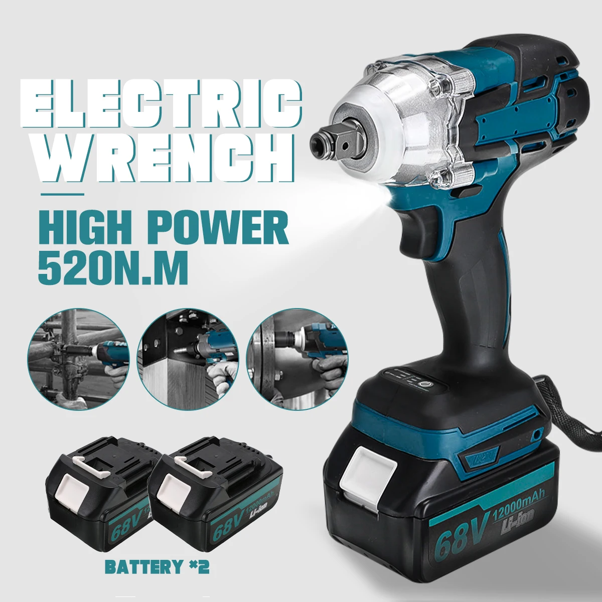 

3 in 1 Brushless Electric Drill Cordless Screwdriver 1/2 inch Impact Drill Tools Rechargeable for Makita 18V Battery