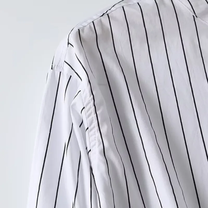 TRAF ZR полосатые блузки для женщин Harajuku модный летний топ белые топы Y2K рубашка с