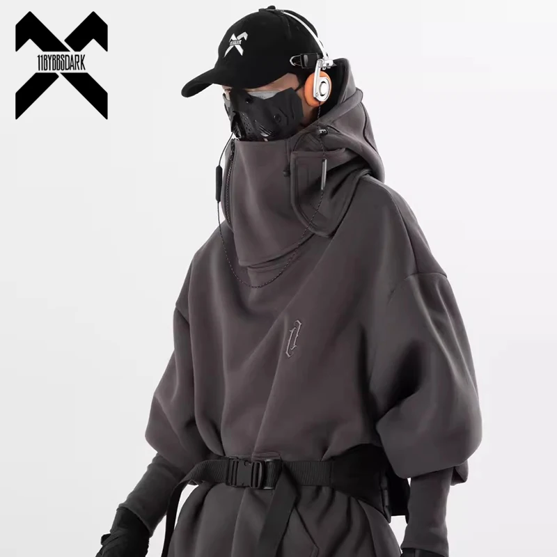 

11 BYBB'S DARK Men Turtleneck Hoodies Techwear 2023 Autumn Harajuku Function Hoodie Hip Hop Streetwear Pullover Sweatshirts