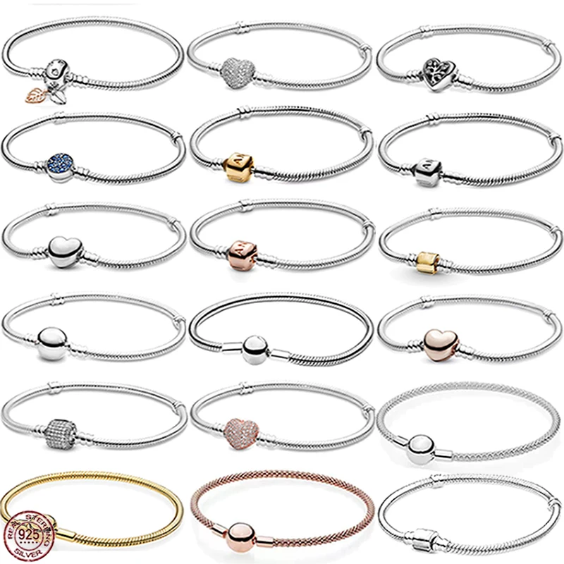 

New Various styles bracelet 925 sterling silver heart-shaped buckle bracelet fit designing original charm beads DIY jewelry