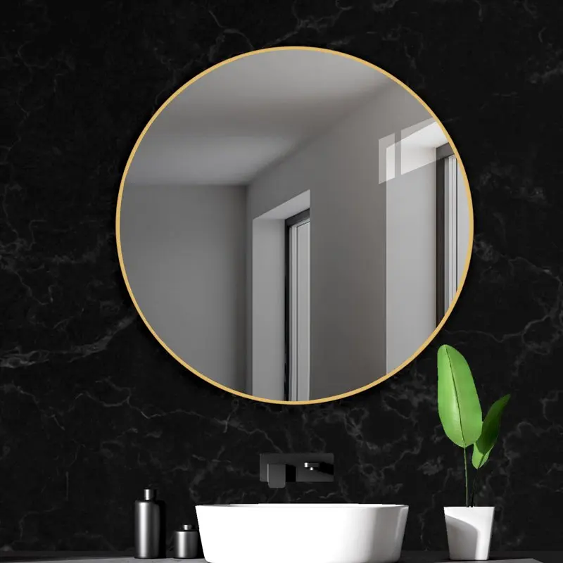 

Mount Circle Mirror, Round Wall Mirror with Brushed Aluminum Frame and Clear Reflection for Bathroom Living Room Entryway, Golde