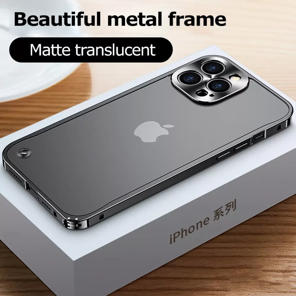 

For IPhone 13 12 11 Pro Max 12Pro 13Pro Luxury Electroplated Metal Frame Acrylic Back Plate Lens Protective Cover Phone Case