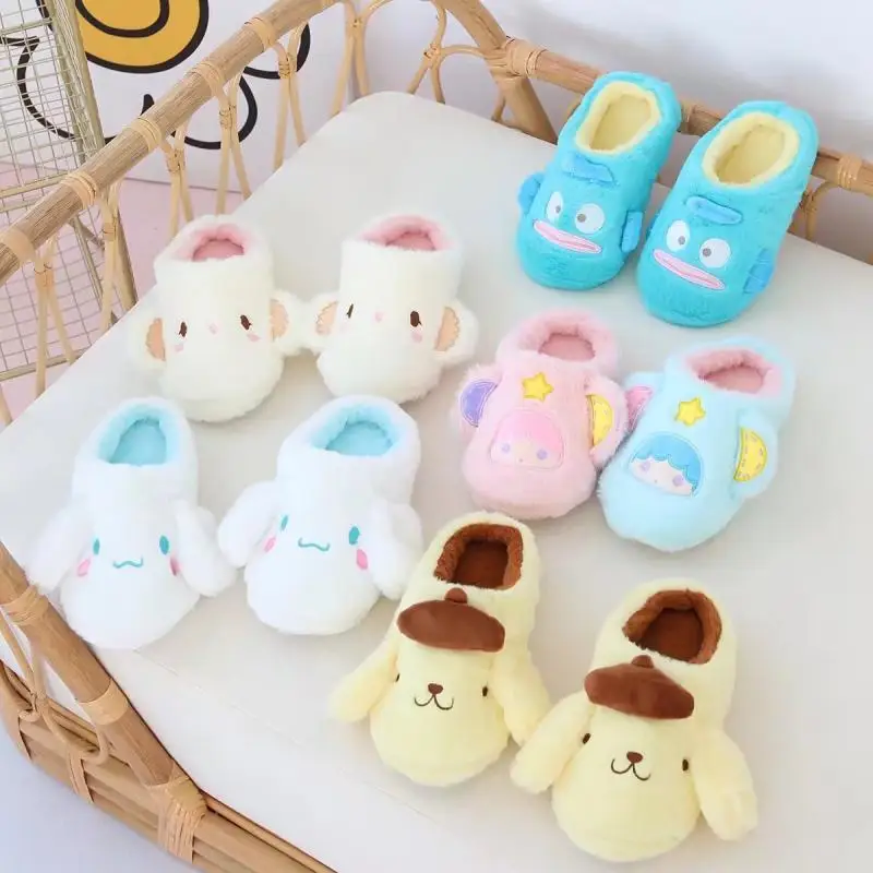 

Sanrio Cartoon Plush Slippers Cinnamoroll My Melody Kuromi Cute Girls Anime Coral Fleece Soft Bottom Cottonshoes Christmas Gifts