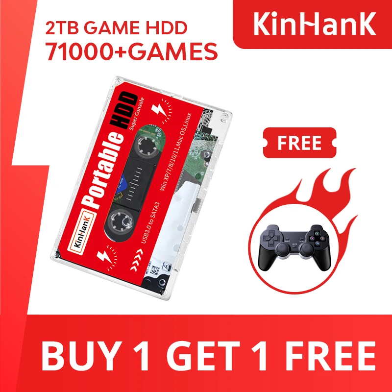 2T HDD Портативный внешний игровой жесткий диск SATA 3 для ПК/Windows/MacOS с 71000 + играми