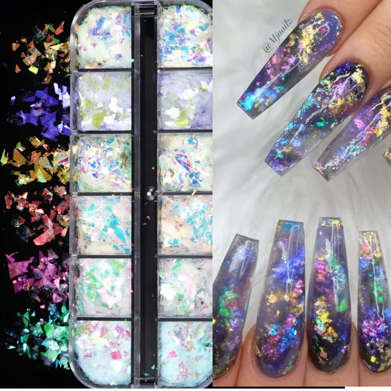 Конфетти искусственный набор красочные хлопья русалки аксессуары для маникюра