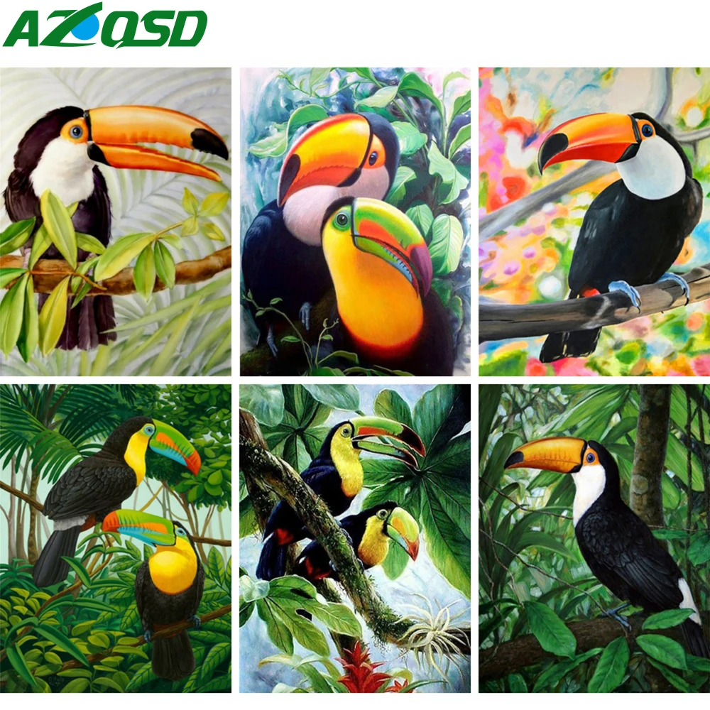 

AZQSD Oil Painting Parrot Bird Canvas Art Handpainted Painting By Numbers Animal Frameless Wall Decorations Living Room Gift
