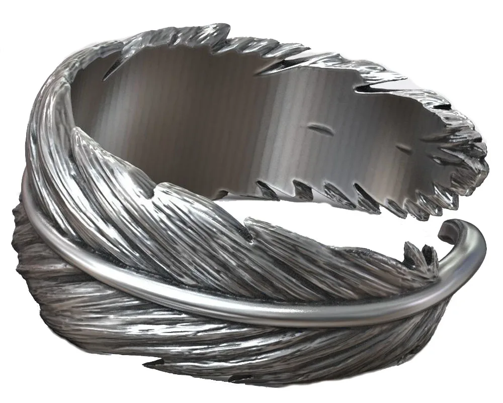 

Кольцо женское из серебра 6,5 пробы с окисленными перьями, 925 г