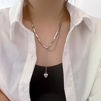 stainless steel chainsquare necklacenon tarnish jewelrysilver colored chainsnecklace gift box women girls brithday jewelry