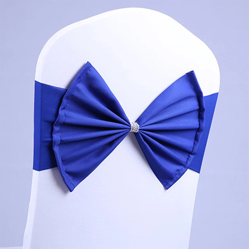 

5PCS Wedding Chair Knot Bow Elastic Cover Back Flowers Country Decoration Props Fashion Banquet Tiffany for Events Satin Ribbon