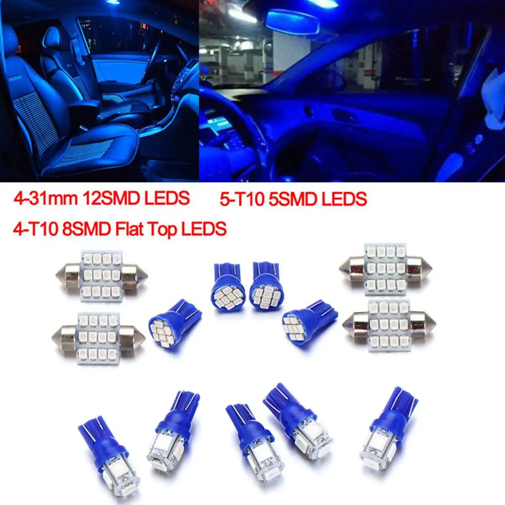 

13 Pcs Car Led Light Set T10 Double Tip 31mm Reading Light License Plate Lamp Kit Interior Accessories