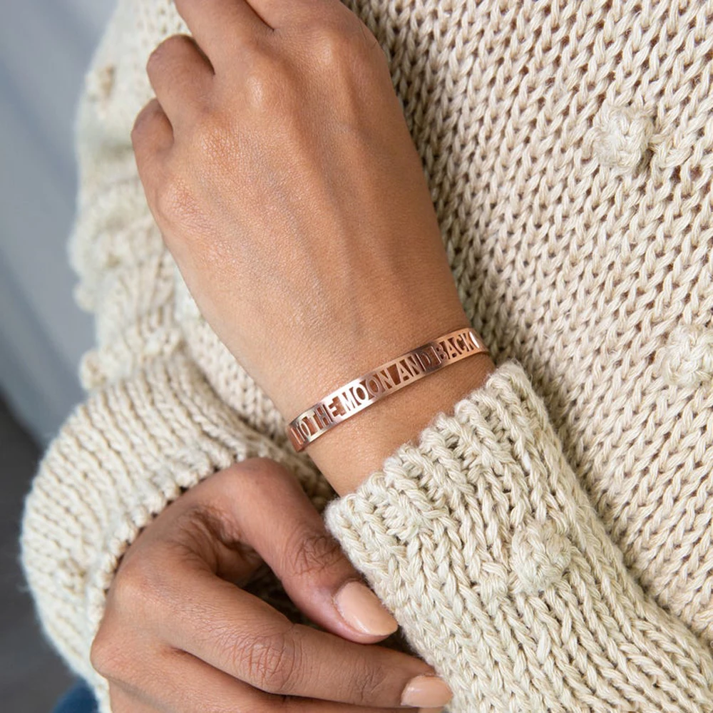 Personalized Custom Name Bangle Hollow Out Letter Stainless Steel Bracelets for Women Gold Jewelry Gifts Pulseras Personalizadas