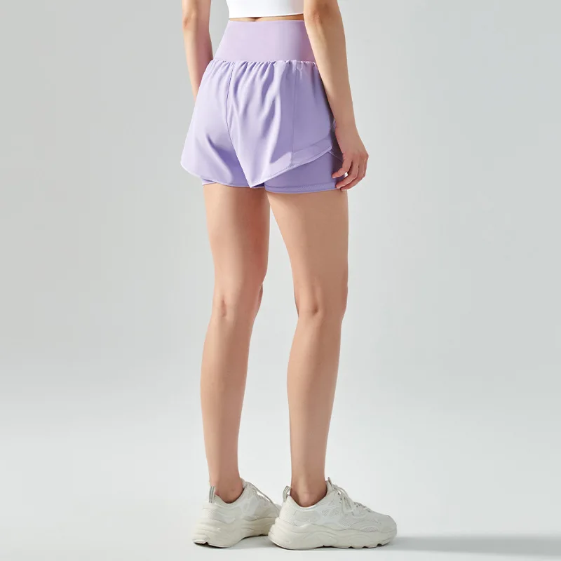 New Two Piece In One Yoga Shorts for Women's Summer Fitness Quick Dry Running Loose Breathable Anti Glare Sports Hot Pants