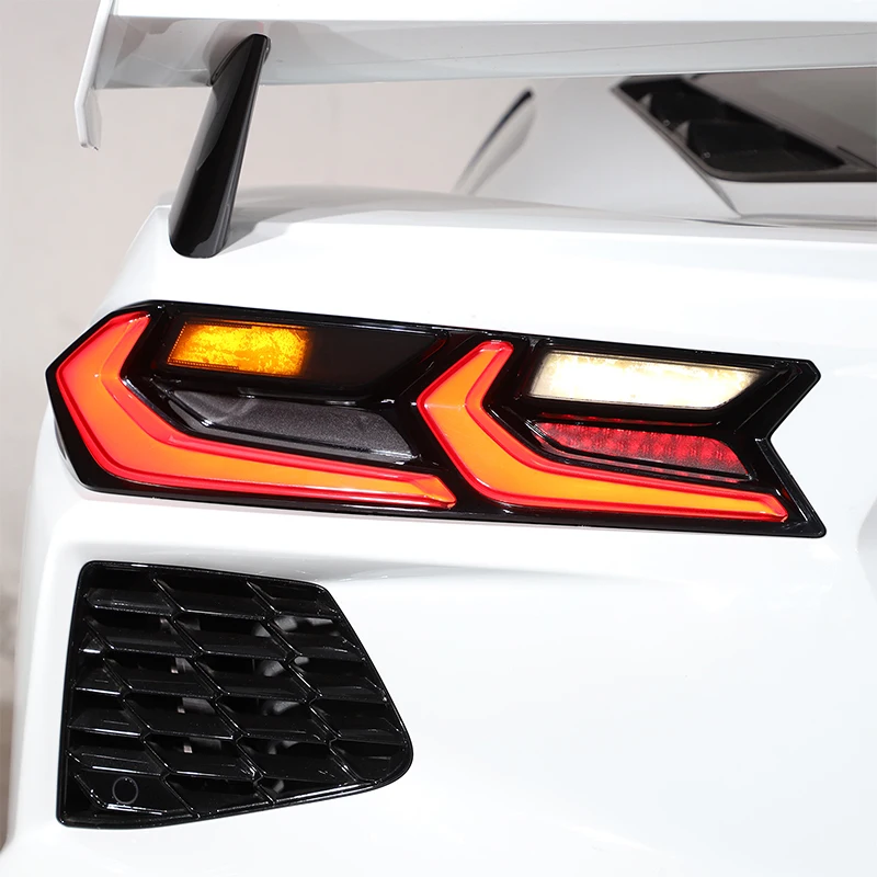 Для Corvette C8 Stingray Z51 Z06 2020-24 ПВХ матовая черная Автомобильная фотопленка задняя фара