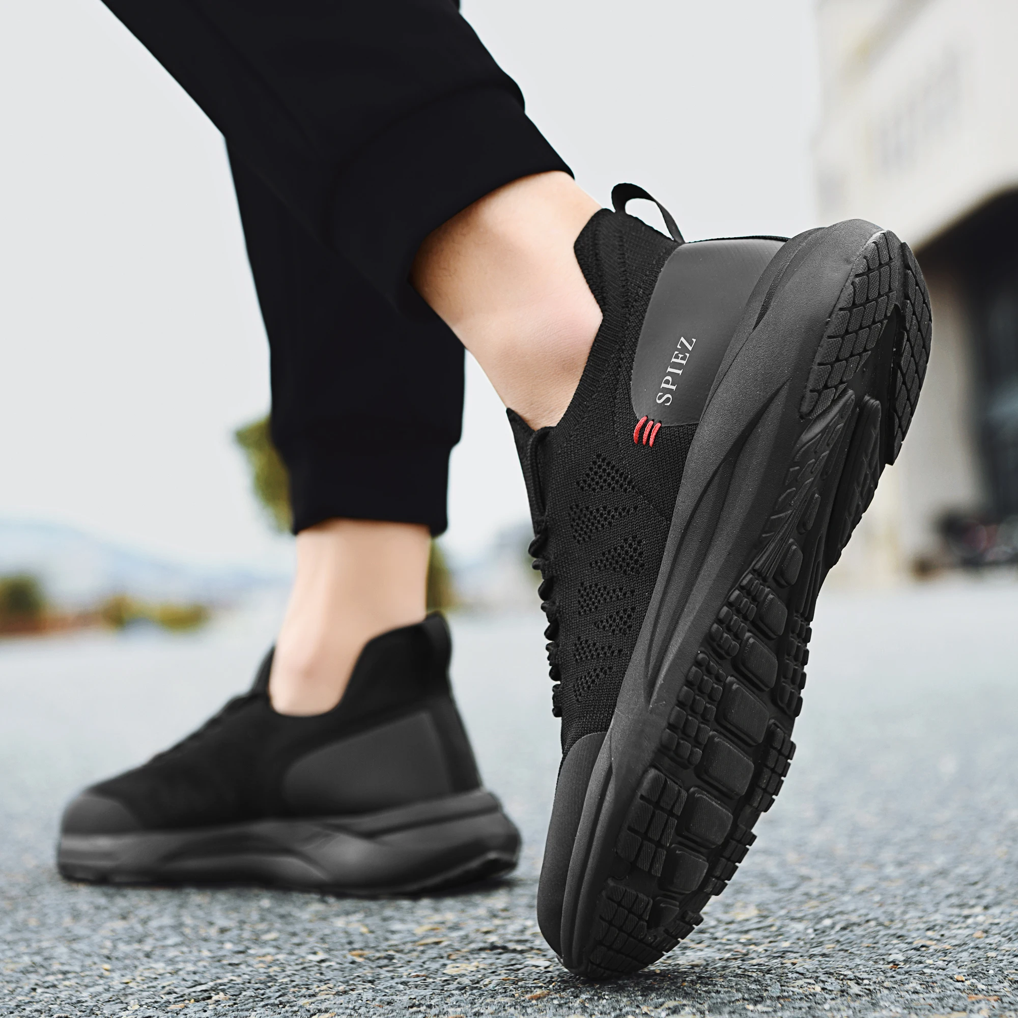 

Spiez Men Casual Sports Shoes Light Breathable Running Shoes Embroidery Stripe Out Wear Flat Shoes 2022