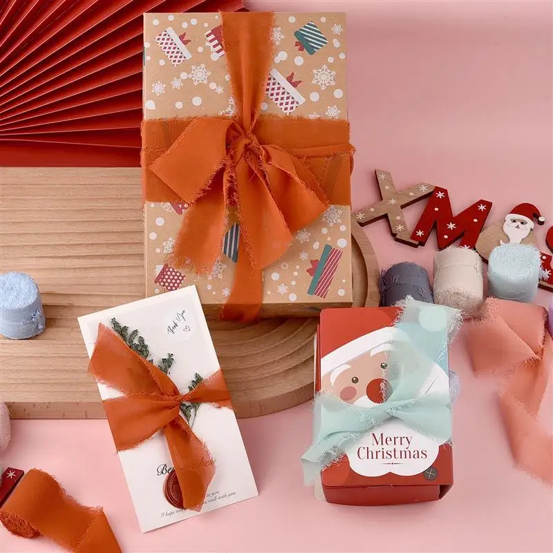 5 м/рулон потертая шелковая лента с краями шифон морщинами ручная работа рваная