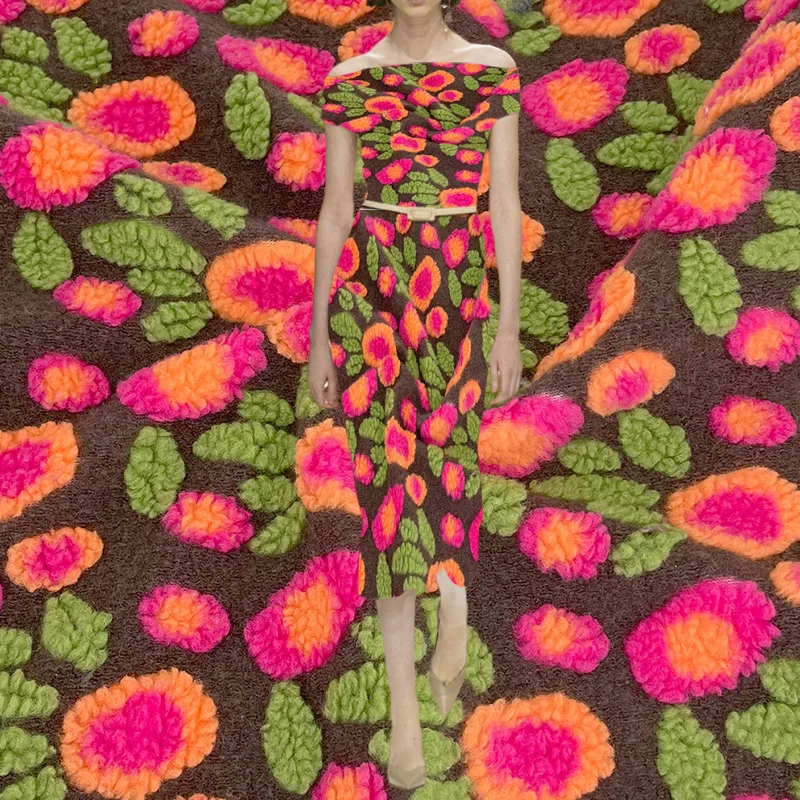 

Пушистая Мягкая Вышивка искусственная трикотажная шерстяная ткань милое Пальто с цветами куртка Одежда Осенние и зимние ткани