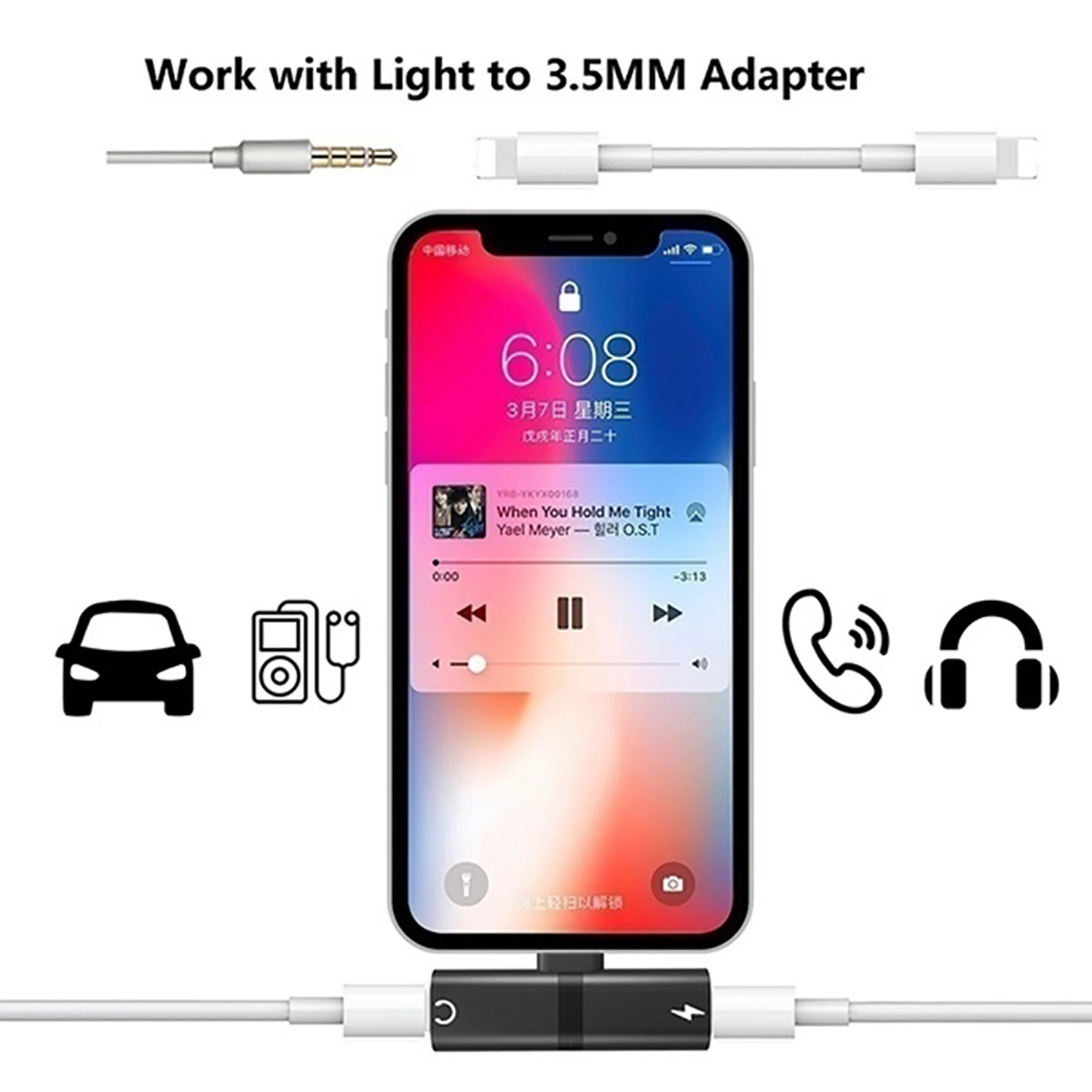USB адаптер для телефона двойной разъем Aux аудио зарядка вызов и синхронизация |